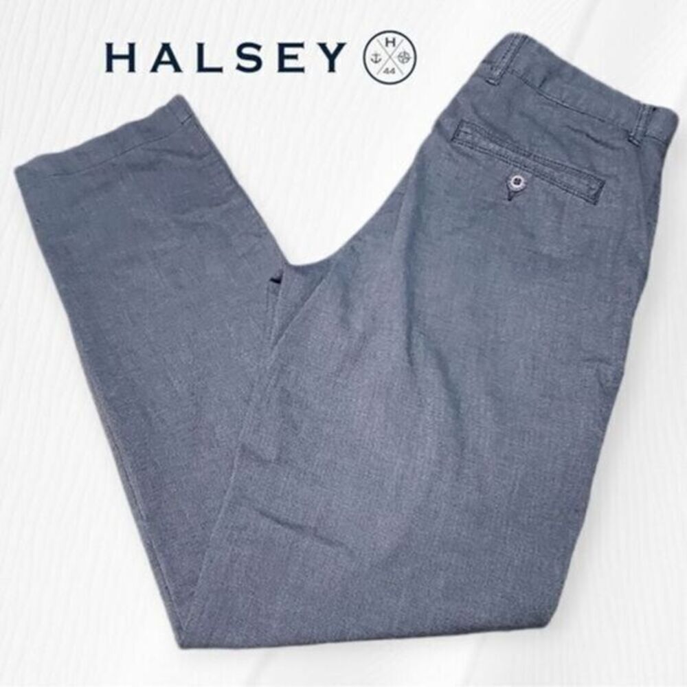 Halsey‎ LLC 1944 Chino Pants Mens Cotton Tencel Stretch Blue Grey 30(32)x31 FLAW
